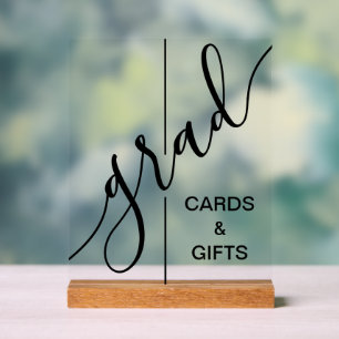 Trendy Grad Script Graduation Cards & Gifts Acrylic Sign