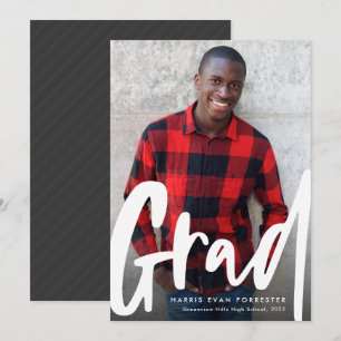 Trendy grad vertical photo graduation announcement