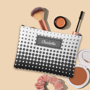 Trendy Gradient Polka Dots Custom Name Accessory Pouch