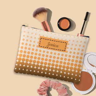 Trendy Gradient Polka Dots Custom Name Accessory Pouch
