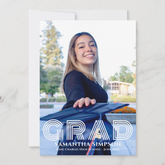 Trendy Graduation Announcement Invitation Card (Front)
