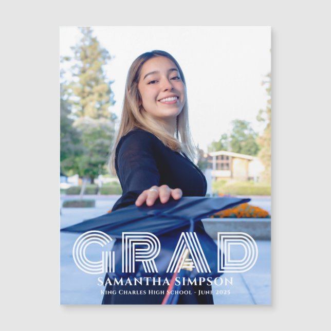 Trendy Graduation Announcement Magnetic Card (Front)
