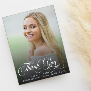 Trendy  Graduation Calligraphy Thank You Card