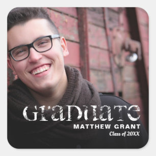 Trendy Graduation Celebration Photo Square Sticker
