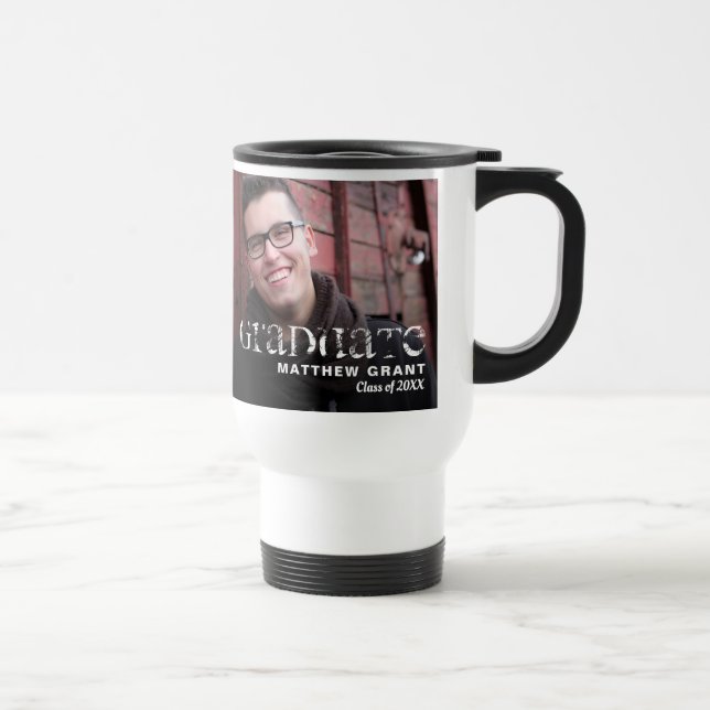 Trendy Graduation Celebration Photo Travel Mug (Right)