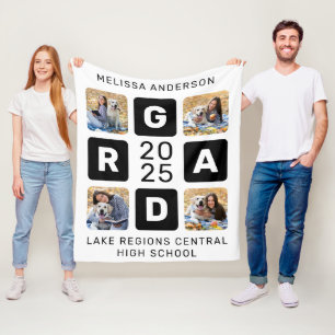 Trendy Graduation Keepsake Unique Photo Collage Fleece Blanket