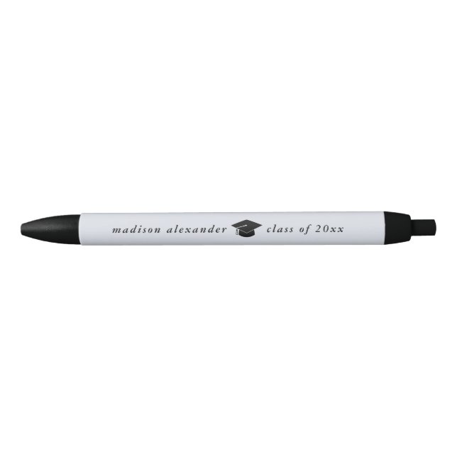 Trendy Graduation Year with Name Black Ink Pen (Front)