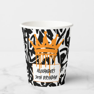 Trendy Graffiti Urban Crown Orange Black  Paper Cups