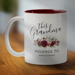 Trendy Grandma Burgundy Floral Coffee Mug