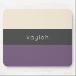 Trendy Grape Colour Block Pattern with Name Mouse Mat<br><div class="desc">A trendy minimalist design with a fresh colour block pattern in grape (purple),  grey,  and sand beige. Personalise with your name or other desired text. This design is available in a variety of colour combinations.</div>