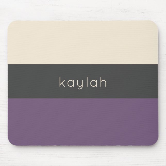 Trendy Grape Colour Block Pattern with Name Mouse Mat (Front)