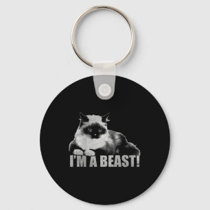 Trendy Graphic Cat Stamp I'm A Beast Key Ring