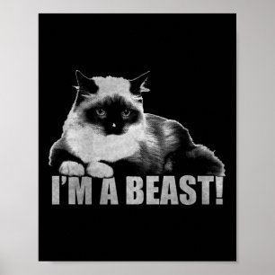 Trendy Graphic Cat Stamp I'm A Beast Poster