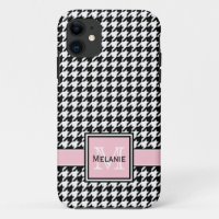 Trendy Graphic Houndstooth with Custom Monogram