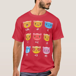 Trendy Graphic Kitten Emotion Emojis  T-Shirt