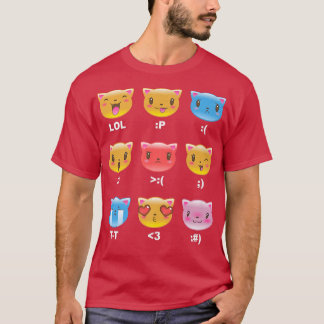Trendy Graphic Kitten Emotion Emojis  T-Shirt