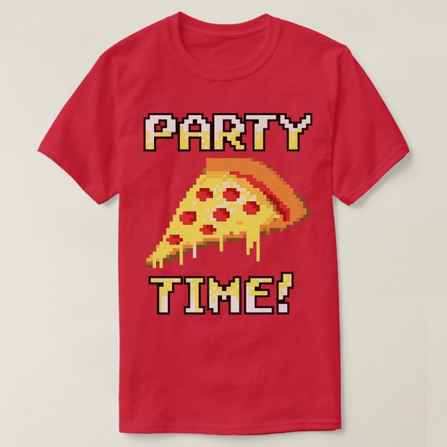 Trendy Graphic Pielated Pizza Party Time 33085631 T-Shirt (Design Front)