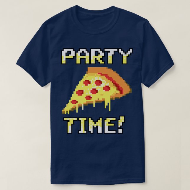 Trendy Graphic Pixelated Pizza Party Time! Premium T-Shirt (Design Front)