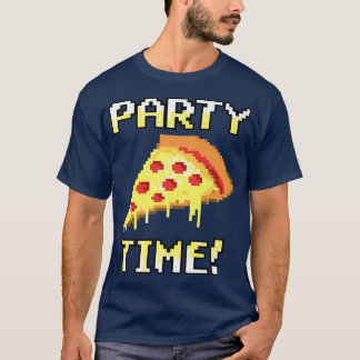 Trendy Graphic Pixelated Pizza Party Time! Premium T-Shirt
