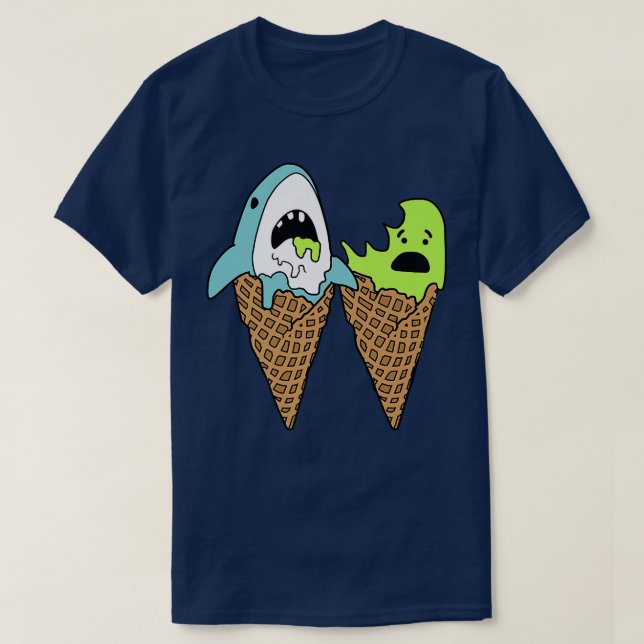 Trendy Graphic Shark Bite Ice Cream Cones T-Shirt (Design Front)