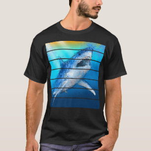 Trendy Graphic Shark Photo Panels T-Shirt