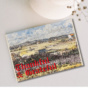 Trendy Grateful and Thankful Harvest in Provence Holiday Card