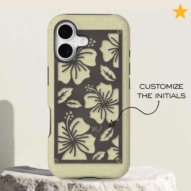 Trendy Gray Metallic Floral Linen Custom Monogram (Creator Uploaded)