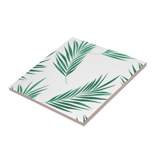 Trendy Green and White Watercolor Floral   Tile (Side)