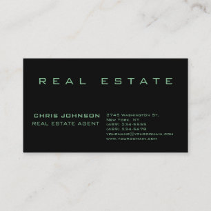 Trendy Green Black Real Estate Agent Business Card