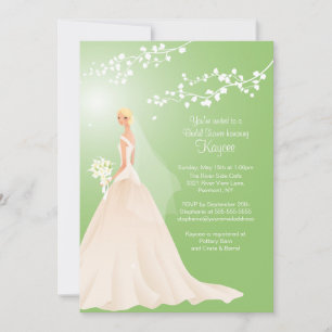 Trendy Green BLONDE  Bride Bridal Shower Invite