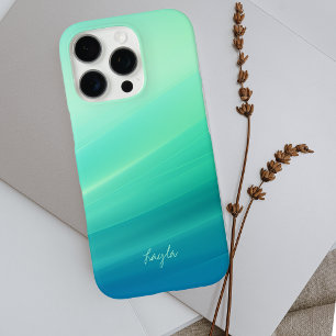 Trendy Green & Blue Simple Minimalist Cute Girly iPhone 16 Pro Case