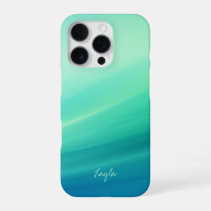 Trendy Green & Blue Simple Minimalist Cute Girly iPhone 16 Pro Case