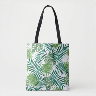 Trendy Green Botanical Palm Leaves Tote Bag