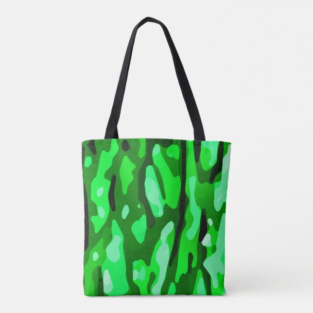 Trendy Green Camo Pattern Tote Bag (Back)