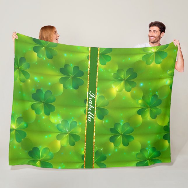 Trendy Green Clover 4 Lists Collection Fleece Blanket (In Situ)