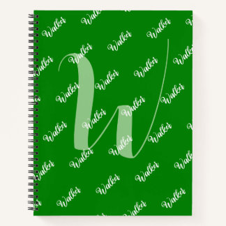Trendy Green Colour - Initial Name Monogrammed Notebook