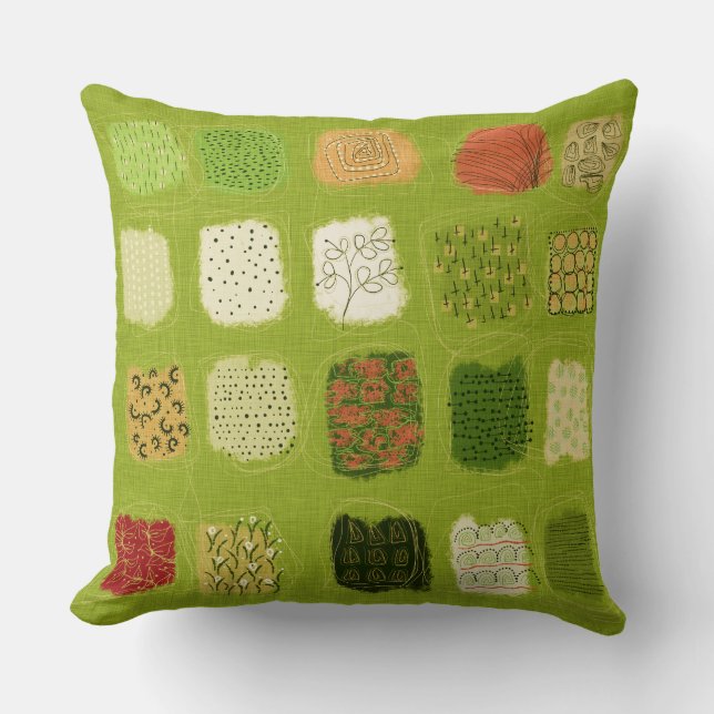 Trendy Green Doodle Designs Cushion (Front)