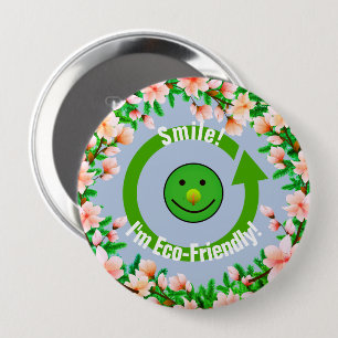 Trendy Green Eco-Friendly  10 Cm Round Badge