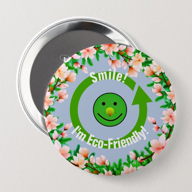 Trendy Green Eco-Friendly  10 Cm Round Badge (Front & Back)