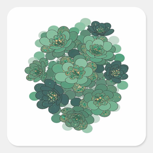 Trendy Green FLORAL Gift Sticker (Front)