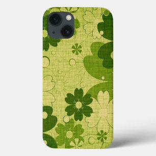 Trendy Green Flower Vintage iPhone 13 Case