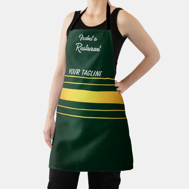 Trendy Green Gold Luxury Linen Texture Collection Apron (Insitu)