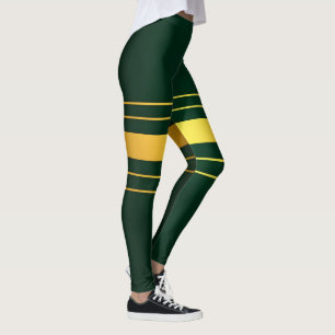 Trendy Green Gold Luxury Linen Texture Collection Leggings