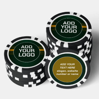 Trendy Green Gold Luxury Linen Texture Collection Poker Chips