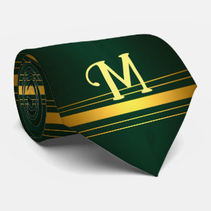 Trendy Green Gold Luxury Linen Texture Collection Tie