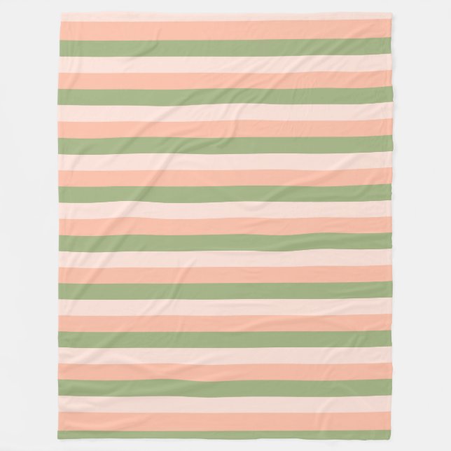 Trendy Green Pink Orange Striped Elegant Template Fleece Blanket (Front)