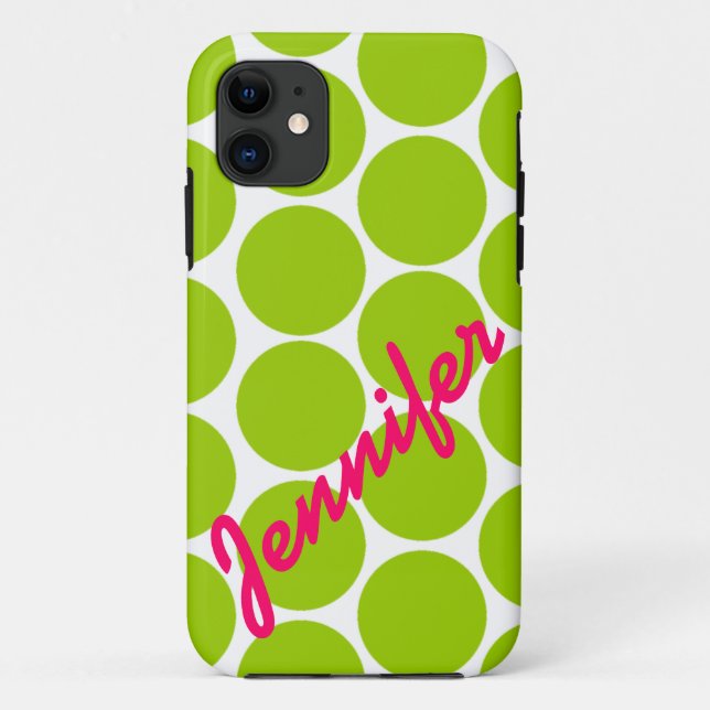 Trendy Green Polka Dot Pattern iPhone 5 Case (Back)