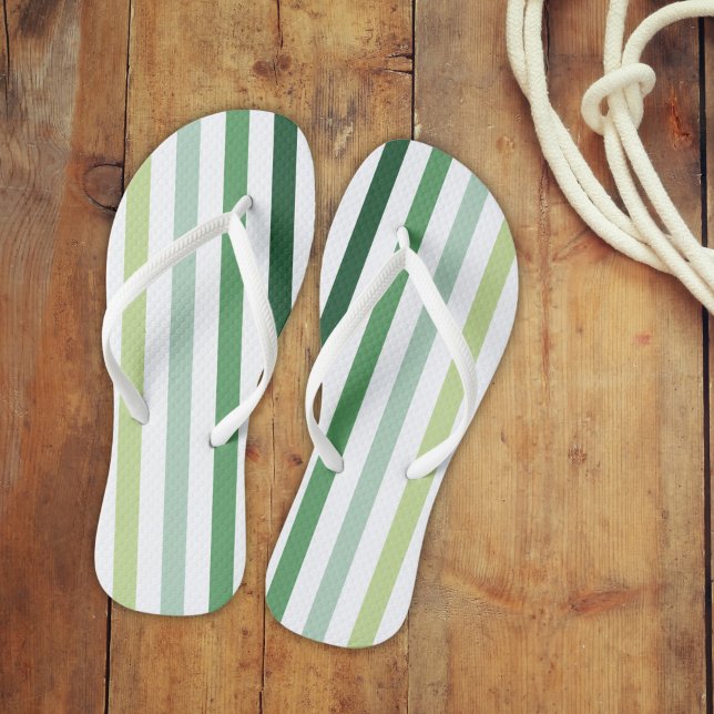 Trendy Green Stripes Flip Flops (flip flops with green stripes)