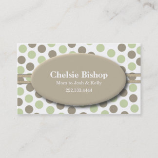 Trendy Green & Taupe Polka Dot Mummy card