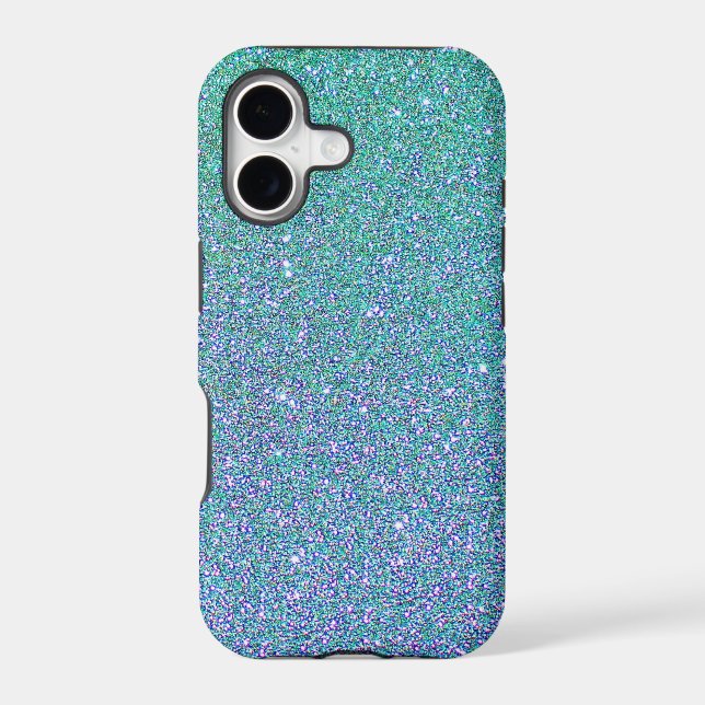 Trendy Green Teal Blue Glitter Pattern (Back)